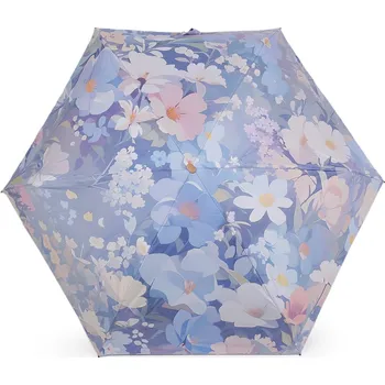 Deštník Dámský mini skládací deštník květy, barva 1 modrá světlá