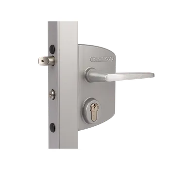 Dveřní kování zámkový set LOCINOX® LARQ U2, stříbrná ZILV - komplet zámková krabice - kazeta, zámek, hliníková klika, zámková vložka, určeno pro kruhový profil průměru 40 až 60 mm, volitelná barva RAL