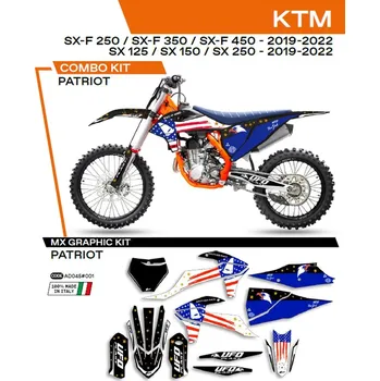 Samolepicí dekorace na vozidlo UFO sada samolepek (dýhy) KTM SX/SXF 125/150/250/350/450 19-22 PATRIOT barva černá - (UFO sada samolepek (dýhy) KTM SX/SXF 125/150/250/350/450 19-22 PATRIOT barva černá -)