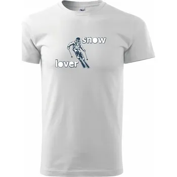 Pánské tričko Snow lover lyže - Triko extra velké (5-8XL) - 7XL ( Bílá )