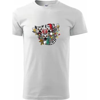 Vánoční Lemurové (Pecka design) - Triko extra velké (5-8XL) - 6XL ( Bílá )