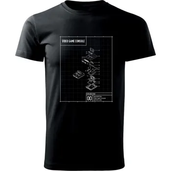 Nákres TV videohra na kazety - Triko extra velké (5-8XL) - 7XL ( Černá )