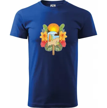 Pánské tričko Léto, nanuk, moře, pláž - Triko extra velké (5-8XL) - 7XL ( Královská modrá )