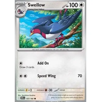 Karetní hra Pokémon DRI 157/182 Swellow - Destined Rivals Stav: Near Mint, Verze: REVERSE HOLO