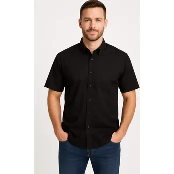 Pracovní kombinéza Pánská košile s krátkým rukávem Aifos, Roly 5503, černá, L