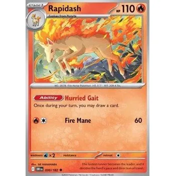 Volný čas Pokémon DRI 030/182 Rapidash - Destined Rivals Stav: Near Mint, Verze: NORMAL