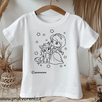 Chlapecké oblečení Tričko jako omalovánka Tričko k vybarvení, dětské, PRINCEZNA s jednorožcem, 1 ks zvolte VELIKOST textilu ZDE:: 9/10 let Beagle