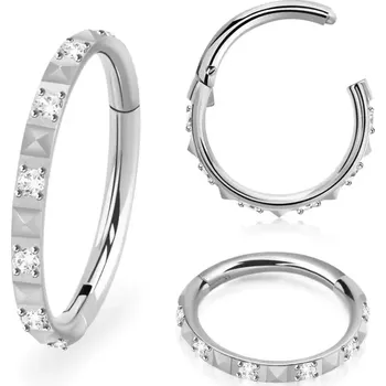 Piercing Ocelový kroužek prokládaný krystaly SGSH44 (Ocelový kroužek z chirurgické oceli prokládaný krystaly v různých délkách SGSH44)