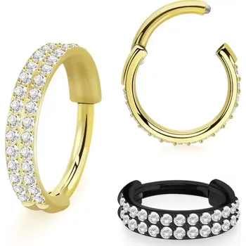 Piercing Barevný kroužek s dvojitou řadou kamínků SGSH22T InfinityPierce.cz (Barevný kroužek s dvojitou řadou kamínků v barvě leštěné oceli SGSH22T)