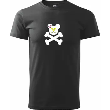 Méďa lebka - Triko extra velké (5-8XL) - 6XL ( Černá )