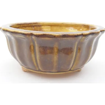 Květináč Keramická bonsai miska 11,5 x 11,5 x 5 cm žlutá 1395-M24-5150