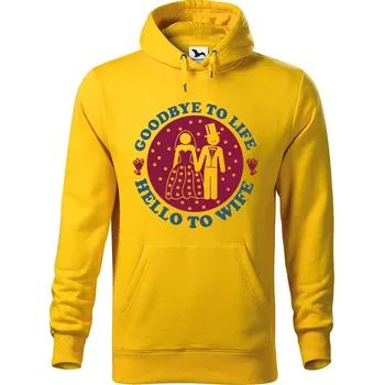 Pánská mikina DOBRÝ TRIKO Pánská mikina s potiskem Goodbye to life Velikost pánské mikiny: M, Barva: Žlutá