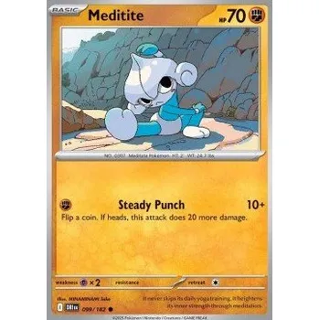 Karetní hra Pokémon DRI 099/182 Meditite - Destined Rivals Stav: Near Mint, Verze: REVERSE HOLO