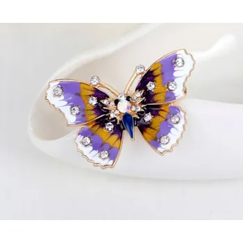 Brož B-TOP Barevná motýlí brož s krystaly