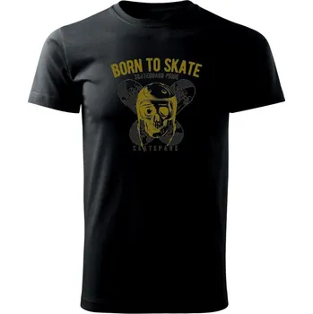 Pánské tričko Born to skate skull - Triko extra velké (5-8XL) - 6XL ( Černá )