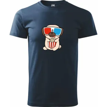Pánské tričko Mops a 3D brýle - Triko extra velké (5-8XL) - 6XL ( Námořní modrá (téměř černá) )