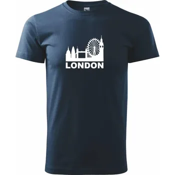 Pánské tričko London Silueta - Triko extra velké (5-8XL) - 7XL ( Námořní modrá (velmi tmavá - téměř černá) )