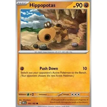 Volný čas Pokémon DRI 105/182 Hippopotas - Destined Rivals Stav: Near Mint, Verze: NORMAL