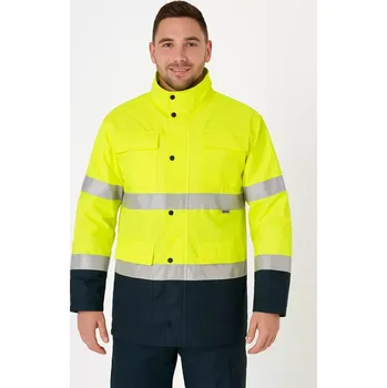 Dílna Pánská zimní nepromokavá reflexní bunda 2v1 Cerva Malabar – Hi-Vis (zateplená, s odepínací podšívkou)