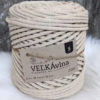 Příze Velká vlna Špagát 5mm Capuccino (Špagátová příze 5mm Kapučíno)