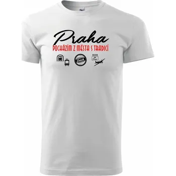 Pánské tričko Praha město s tradicí - Triko extra velké (5-8XL) - 8XL ( Bílá )