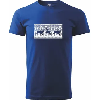 Jelen ve vánočním vzoru - Triko extra velké (5-8XL) - 8XL ( Královská modrá )