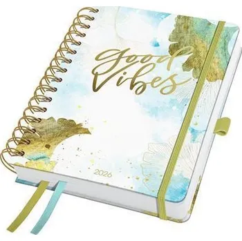 Diář Spirálový diář "Jolie", Good Vibes, A5, týdenní, 2026, tvrdé desky, SIGEL J6606