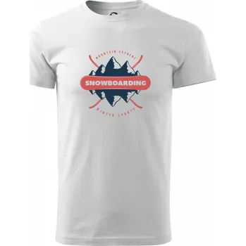 Pánské tričko Snowboarding hory extreme - Triko extra velké (5-8XL) - 7XL ( Bílá )