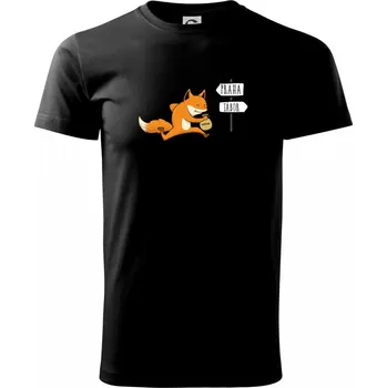 Pánské tričko Běží liška k táboru - Triko extra velké (5-8XL) - 7XL ( Černá )