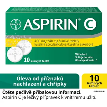 Lék na bolest, zánět a horečku Aspirin C 400mg/240mg 10 šumivých tablet
