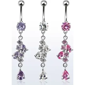 Piercing Luxusní piercing do pupíku s kamínky v různých barvách MCDZ312 (Luxusní piercing do pupíku se zirkony v různých barvách MCDZ312)