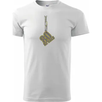 Pánské tričko 80 let na krku řetěz - Triko extra velké (5-8XL) - 6XL ( Bílá )
