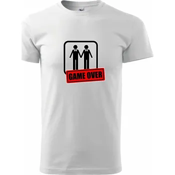 Pánské tričko Bachelor Party - Game over (gay) - Triko extra velké (5-8XL) - 7XL ( Bílá )
