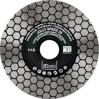 Řezný kotouč Diewe Jolly Speed 25 - profi kotouč na řezání dlažby pod úhlem 45° Průměr: 115mm