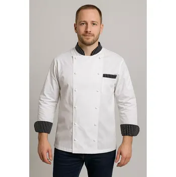 Gastro oděv PÁNSKÝ RONDON - Bílo-černý dvouřadý