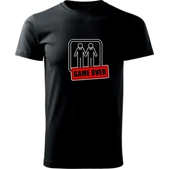 Pánské tričko Bachelor Party - Game over (gay) - Triko extra velké (5-8XL) - 8XL ( Černá )
