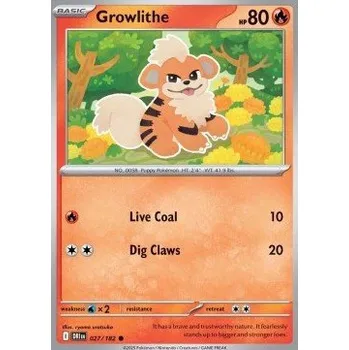 Karetní hra Pokémon DRI 027/182 Growlithe - Destined Rivals Stav: Near Mint, Verze: REVERSE HOLO