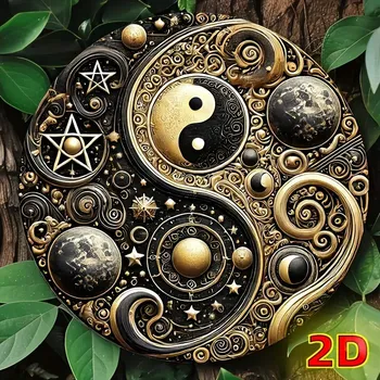 Plechová cedule BAF 2D Kulatá kovová cedule Yin yang . Průměr 20 cm