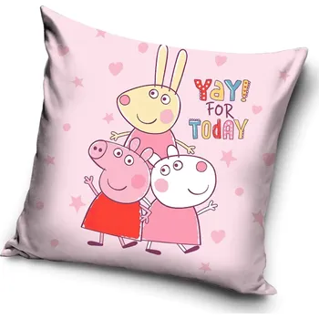 Bytový textil Dětský povlak na polštářek PRASÁTKO PEPINA (PEPPA) KAMARÁDKY PEPINA A ZUZKA, růžový 40x40cm (více variant výplně)