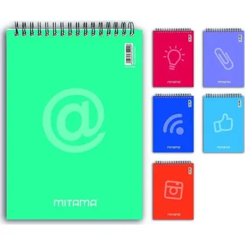 Spirálový blok, 15x21 cm, čtverečkovaný, cyan, 60 listů, MITAMA 35509-90192