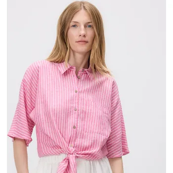 Pánská košile Reserved - Vzorovaná košile s vysokým podílem lnu - fuchsiová - VU800-43X - VU800-43X-XXL