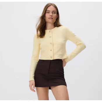 Dámské kraťasy Reserved - Kraťasová sukně s viskózou - tmavě hnědá - 979DR-89X - 979DR-89X-XL