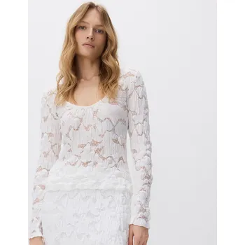 Dámské tričko Reserved - Strukturovaná halenka s příměsí bavlny - bílá - 676HG-00X - 676HG-00X-L