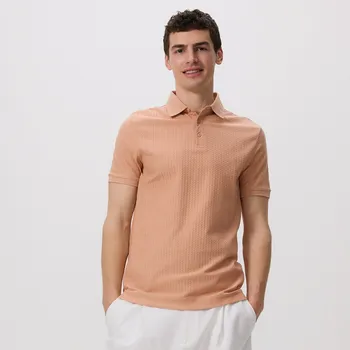 Pánské tričko Reserved - Strukturované polo regular fit - pudrově růžová - 874DI-39X - 874DI-39X-M