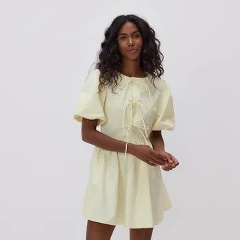 Dámské šaty Reserved - Mini šaty s vázáním - světle žlutá - XO731-10X - XO731-10X-S