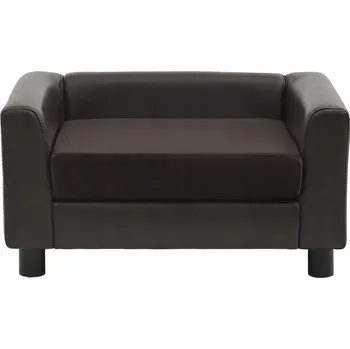 Pelíšek pro psa Pohovka pro psa, hnědá, 60x43x30 cm, plyš a umělá kůže