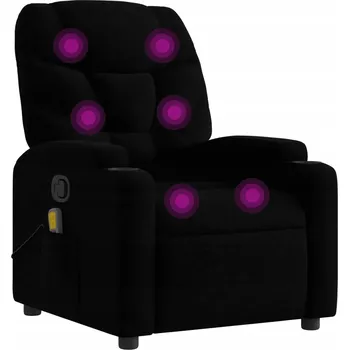 Křeslo Rozkládací masážní křeslo, černé, potažené látkou