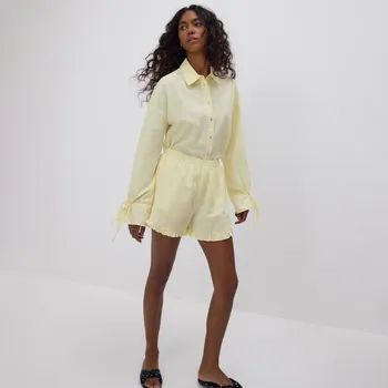 Reserved - Bavlněné šortky s volánky - světle žlutá - 481FM-10X - 481FM-10X-L