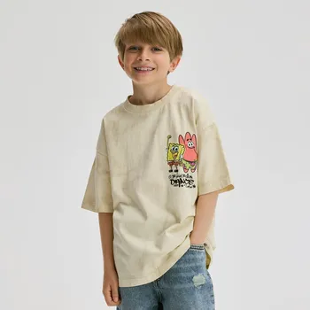 Chlapecké tričko Reserved - Tričko SpongeBob - krémová - 472ED-01X - 472ED-01X-146