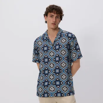 Pánská košile Reserved - Viskózová košile regular fit - tmavomodrá - 743FW-59P - 743FW-59P-S